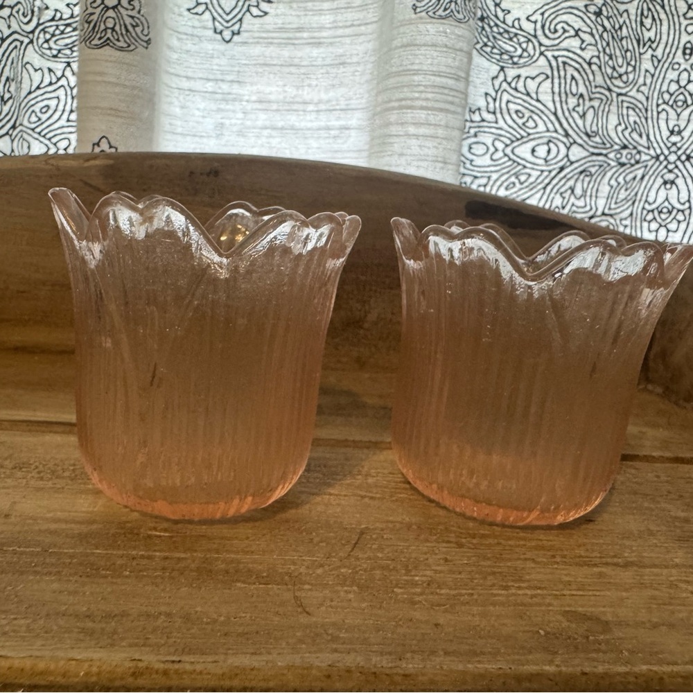 Elegant Pink Glass Candle Holders